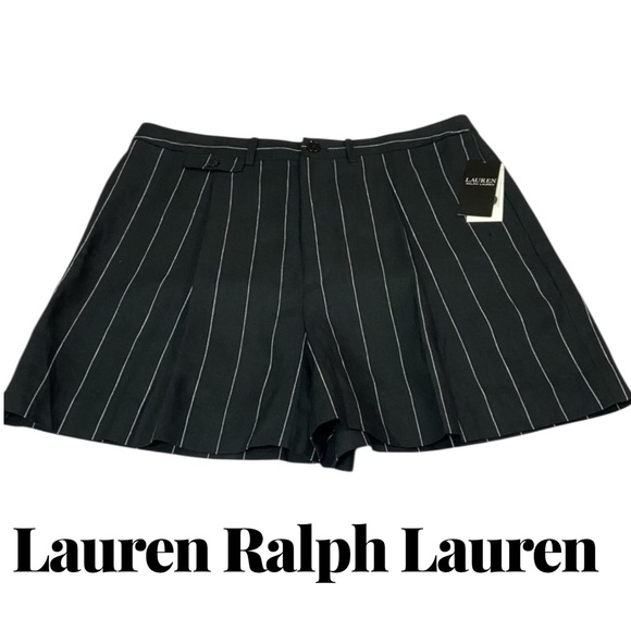 Lauren Ralph Lauren Pants - Lauren Ralph Lauren Linen Black Pinstripe Pleated Shorts LRL - Women’s 12 NWT